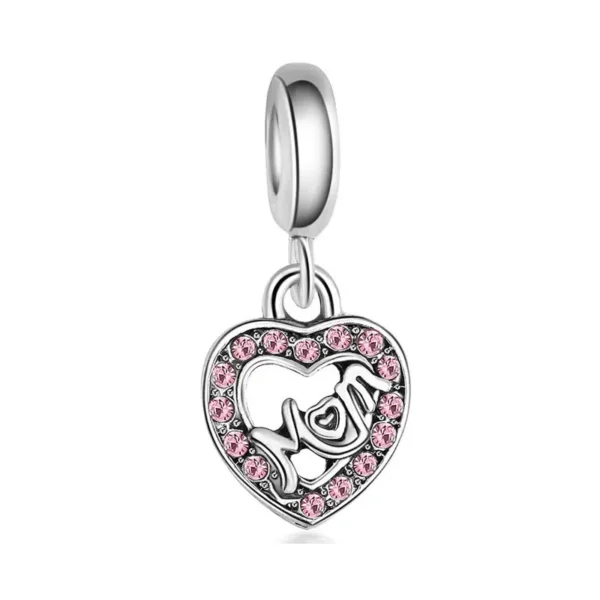 Charm Plata Corazón Rosa De Mamá Pandora Gnoce Factory