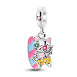 Charm Gato Surfer Plata Vacaciones Pandora Gnoce Factory