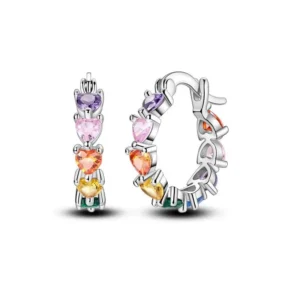 Aretes Plata Corazones Corazón Colores Pandora Gnoce Factory