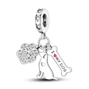 Charm Plata Hueso Huella Perrito Mascota Pandora Gnoce Factory