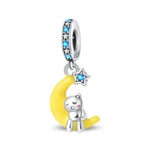 Charm Plata Luna y Oso Durmiente Fluorescente Pandora Gnoce Factory