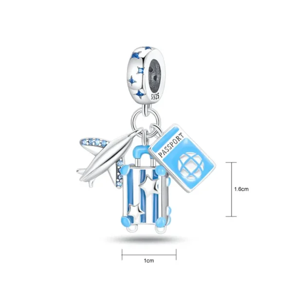 Charm Plata Viaje Vacaciones Avión Maleta Pasaporte Pandora Gnoce Factory