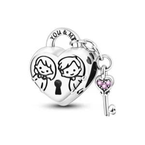 Charm Plata Corazón Candado Llave Novios Pandora Gnoce Factory