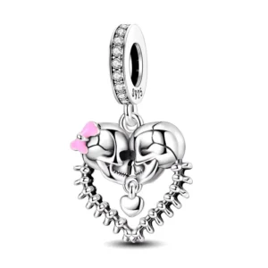 Charm Plata Corazón Calavera Halloween Pandora Gnoce Factory