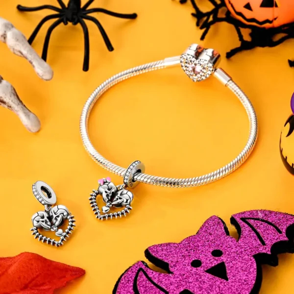 Charm Plata Corazón Calavera Halloween Pandora Gnoce Factory