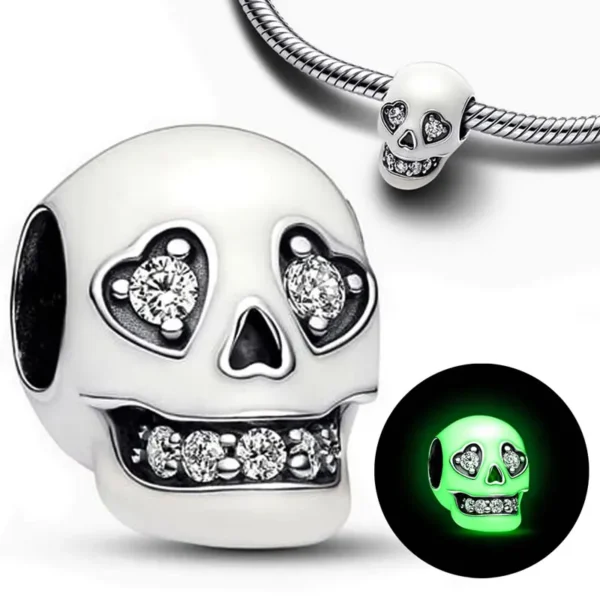 Charm Plata Calavera Fluorescente Dia De Muertos Halloween Pandora Gnoce Factory